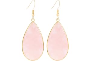 BaubleStar Natural Crystal Healing Stone Earrings Statement Teardrop Dangle Earrings for Women