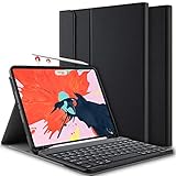 Luibor Keyboard Case for iPad Pro 11 2018 Cover Case with Removable Wireless Keyboard & Pencil Slot (Apple Pen Charging Supported) Case Fitting Apple iPad Pro 11 2018 Tablet (Black)