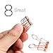15 Rose Gold Wire Binder Clips Assorted Sizes, 7 Medium and 8 Small Smooth Clips for Paper in Box - Office Supplies School Students Home by ROOFULL