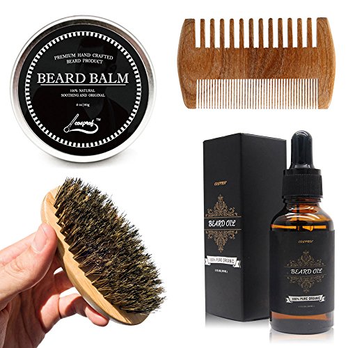 Beard Grooming Kit Beard Brush, Beard Comb,Unscented Beard Oil Beard Balm Trimmingfor Men Care by Aptoco