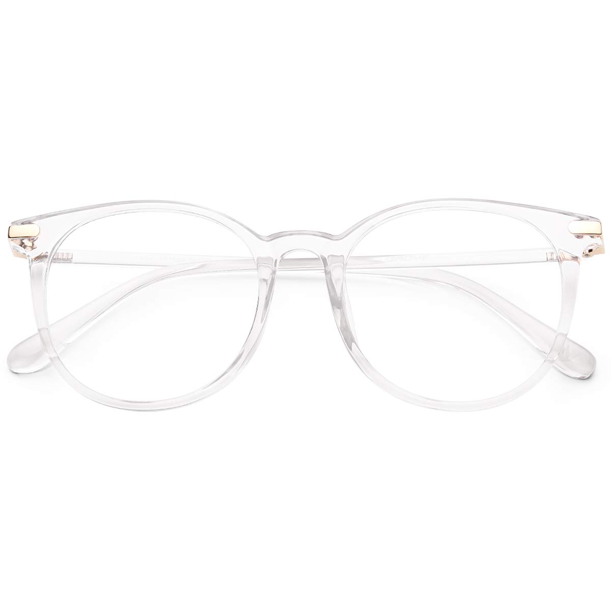 Photo 1 of Gaoye Blue Light Blocking Glasses, Retro Round Eyewear Frame Anti Eyestrain Computer Glasses for Women Men - GY1688 (Transparent Frame/Transparent Lens)