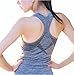 YAKER Women's Active Fitness Workout Soft Stretch Racerback Yoga Tank Top Shirt (L Fit for 34D/36B/36C/36D/38A/38B/40A, Blue/Grey 2Pack)