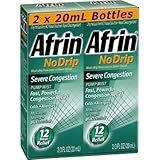 Afrin No Drip 12-Hour Pump Mist, Severe Congestion - 2 pumps each 2 / 3 oz - Total 1.33 oz