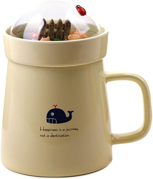 Amazon Co Jp Neinei マグカップ 可愛い フタ付マグカップ 蓋付きマグ プクプク 陶器 おしゃれ ホワイト ホーム キッチン