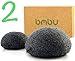 Konjac Sponge 2 Pack Made With Activated Charcoal - Gentle Face Scrub Buff - Perfect Facial Exfoliation Sponge for Acne Treatment and Prevention