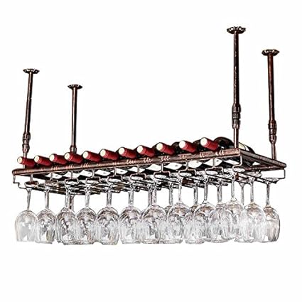 Fkwine Racks Simple Style Iron Hanging Wine Glass Rack Ceiling