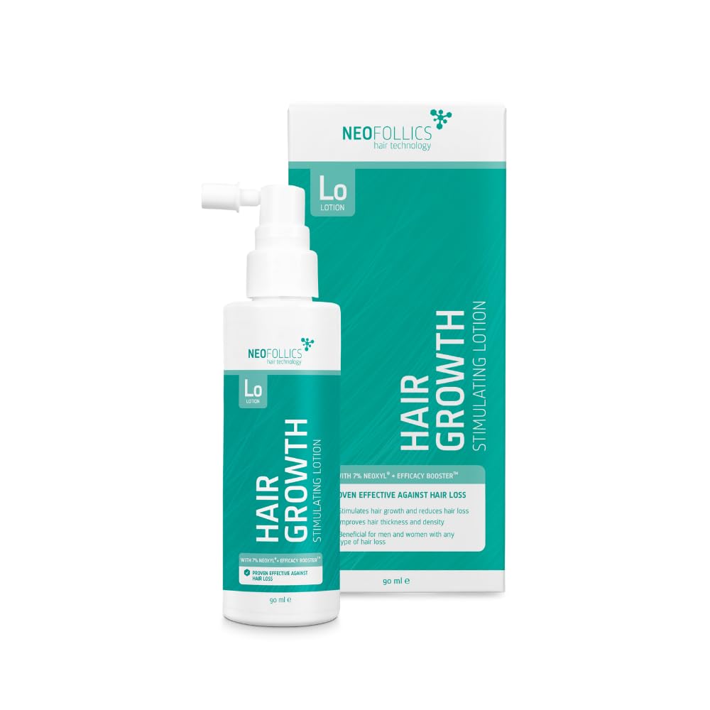 Neofollics Hair Growth Stimulating Lotion – Contains 7% Neoxyl® (10 Scientifically Proven Ingredients To Stimulate Hair Growth & Reduce DHT) – Efficacy Booster: Enhanced Absorption – 90 ml