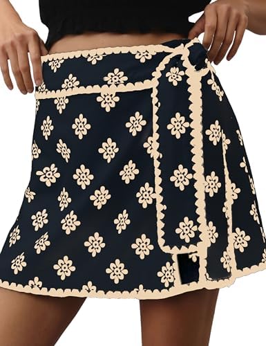 Amazon.com: Breoklla Mini Wrap Skort for Women Flowy Bodycon Print