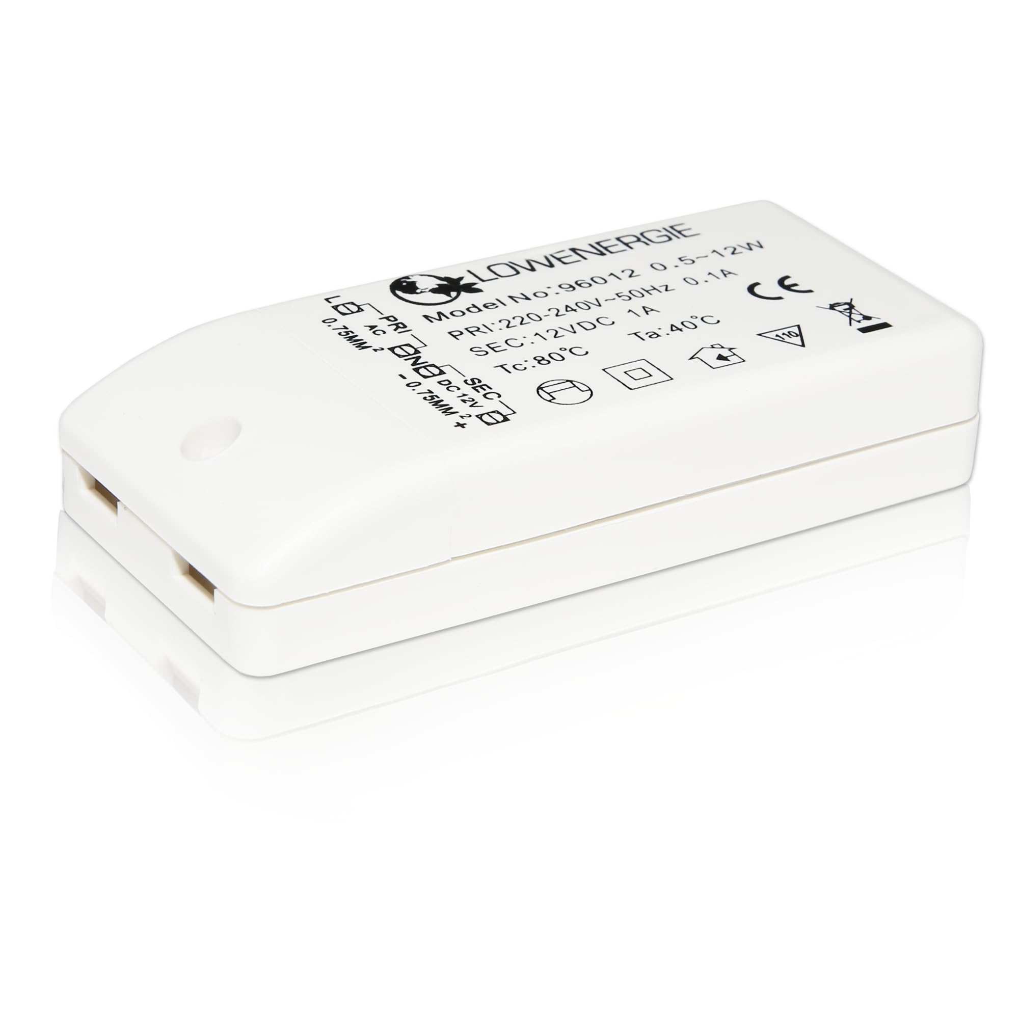 LOWENERGIE 12W LED Driver Transformer – 240V AC to 12V DC Power Supply for LED Lighting, Reliable Compact Converter for Indoor Use