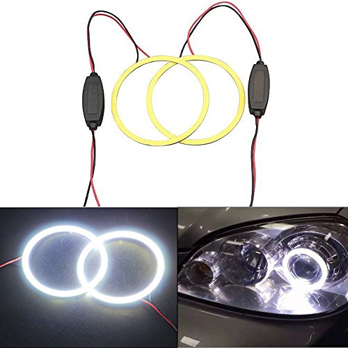 GrandviewTM Super Bright 2X 90mm 66SMD Led Chips Angel Eyes Halo Ring Lamp Light Bulb Headlight COB-White