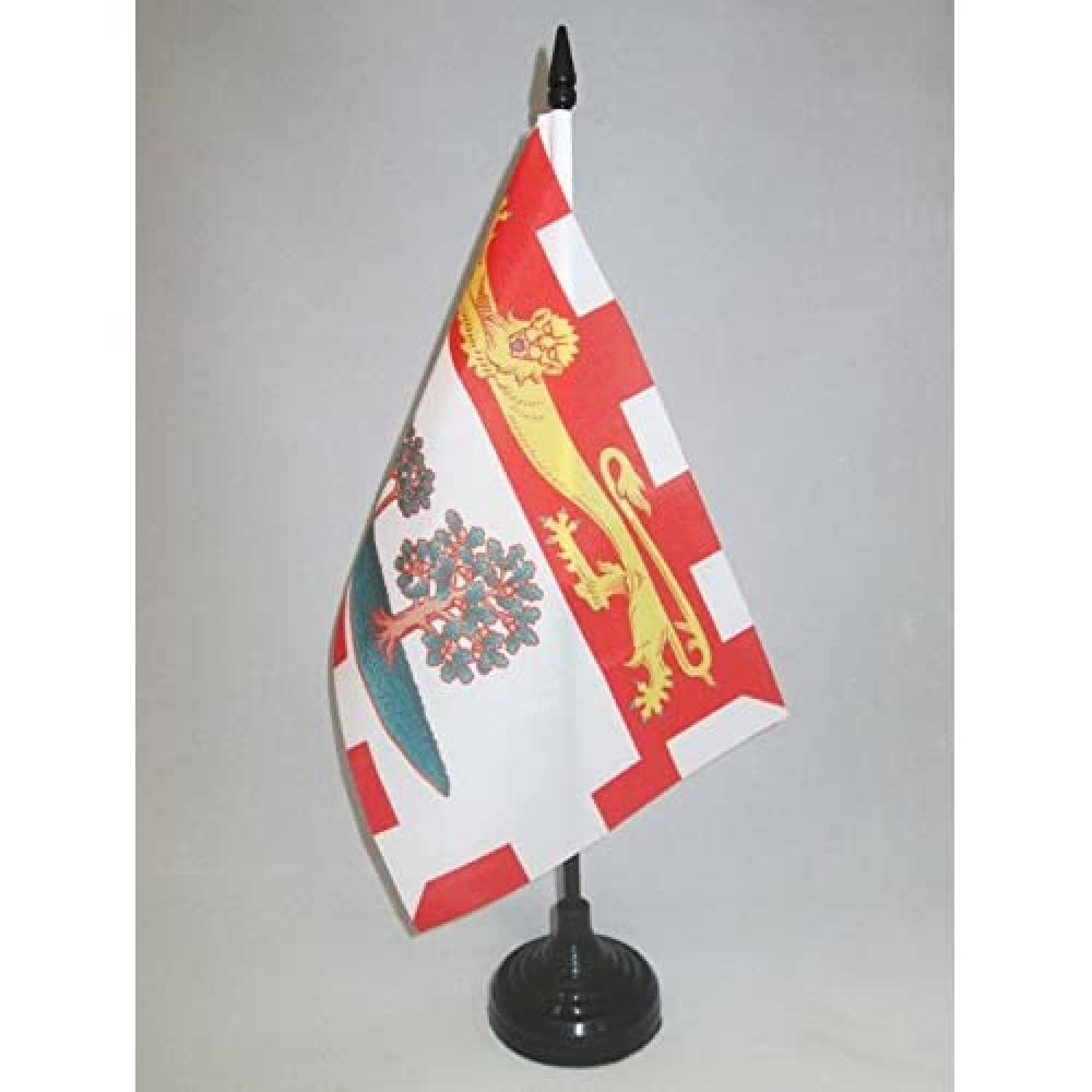 AZ FLAG Prince Edward Island Table Flag 5'' x 8'' - Canadian region of Prince Edward Island Office Decoration 100% Polyester 21 x 14 cm - Mini Desk Flag with Pole and Black Plastic Base