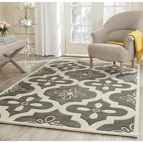 Safavieh Chatham Collection CHT751D Handmade Dark Grey and Ivory Premium Wool Area Rug (4' x 6')