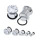 Longbeauty 6mm 2g Stainless Steel Prong Set Clear CZ Ear Plugs Tunnels Stretcher Expander Piercing Gauges with O-Ring