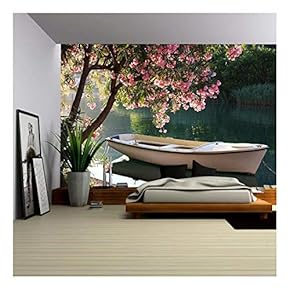 Boat on Ombla River Near Rozat, Croatia - Removable Wall Mural | Self-Adhesive Large Wallpaper - 66x96 inches