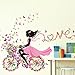55 x 28 Inch DIY Butterfly Flower Wall Sticker for Kids Rooms Wall Decal Bicycle Love Girls Poster Stickers Mural Home Decoration Living Room Decor adesivo de Parede