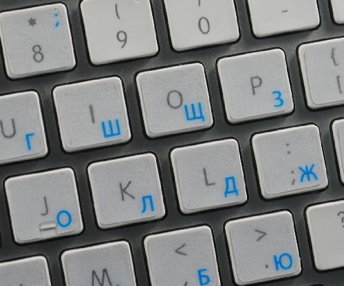 RUSSIAN CYRILLIC APPLE KEYBOARD DECALS WITH BLUE, RED, ORANGE OR WHITE LETTERING ON TRANSPARENT BACKGROUND FOR DESKTOP, LAPTOP AND NOTEBOOK (Blue)
