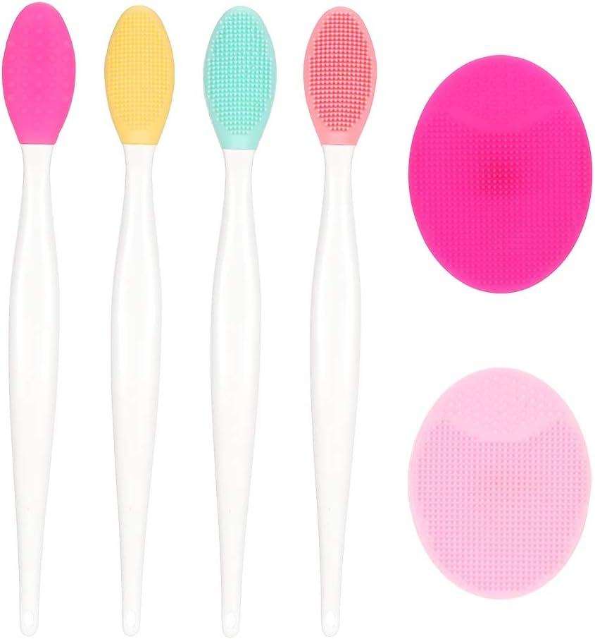 fanshiontide Lip Scrub Brush Set, Include 4pcs Silicone Exfoliating Lip