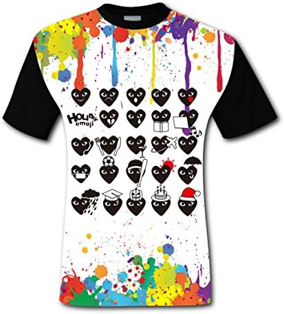 Fashion Comme-Des-Garcons Men 3D Printed Short Sleeve tees Round Neck T shirts M