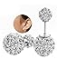 YiYi Operation Crystal Double Sided Ball Silver Plated Stud Tribal Earrings Women's Engagement Gift