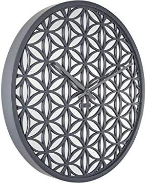 NexTime - Wall clock - diameter 50 cm - Wood/Mirror - Grey- 'Bella Mirror', 50 x 50 x 6.5 cm - Image 3