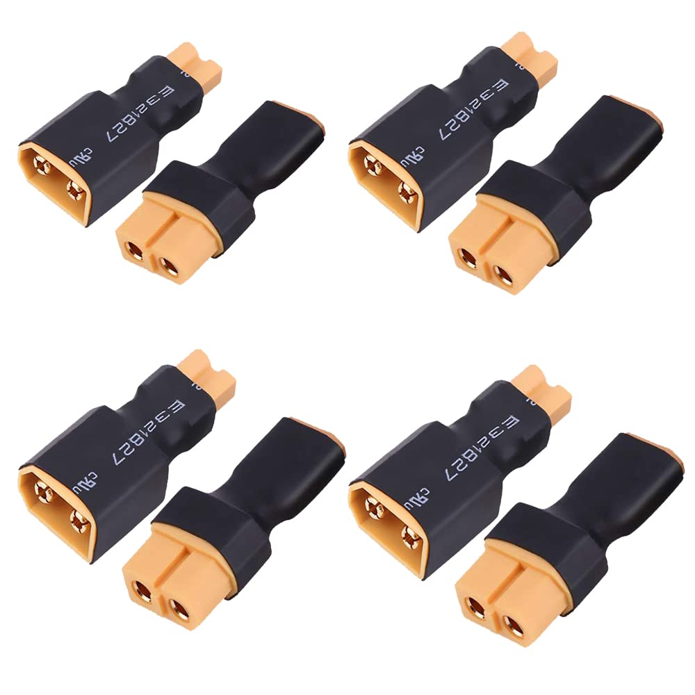 Yiqigou 4 Pairs No Wires XT30 Male Female Plug Connector to XT60 Male Female Plug Connector Conversion Adapter for RC Lipo Battery