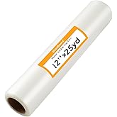 Water Soluble Stabilizer for Embroidery, BlissBoard Wash Away Stabilizer 12" * 25 Yd 35 Um，Clear Backing & Topping Film for Embroidery Machines Hand Sewing