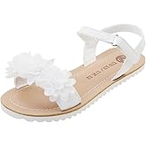Vonair Girls White Strappy Summer Sandals Open-toe Fashion Cute Dress Sandals for Little Big Kids