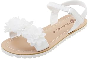 Vonair Girls White Strappy Summer Sandals Open-Toe Fashion Cute Dress Sandals for Little Big Kids