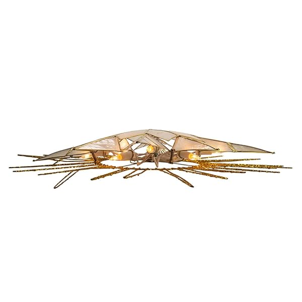 KURT ADLER 10 LIGHT GOLD GLITTER CAPIZ BETHLEHEM STAR TREETOP, 14″