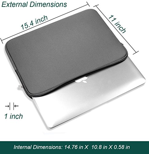 Laptop Sleeve 15-15.4 Inch,resistant Neoprene Laptop Sleeve/Notebook Computer Pocket Case/Tablet Briefcase Carrying Bag Compatible Asus/Dell/Fujitsu/Lenovo/HP/Sony/Toshiba/Acer/ Fujitsu(Grey ) - Thumbnail 4