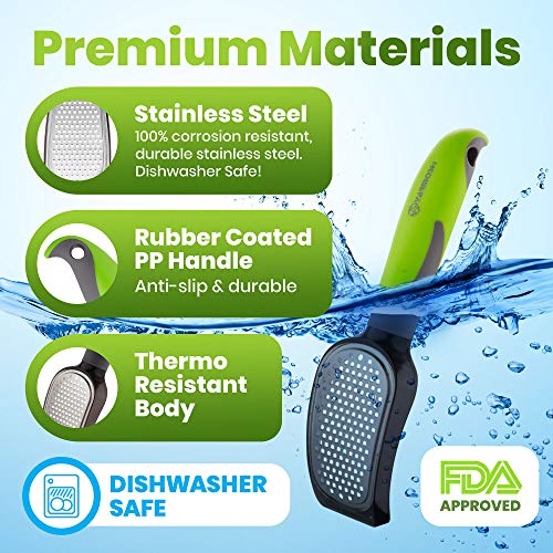 Yarmoshi lemon zester Ginger Grater for Garlic, Nutmeg, Chocolate, Lemon Zest and More. Stainless Steel Blade. Ergonomic Penguin Handle with Non-Slip Rubber Coating for Easy Grip. Dishwasher Safe