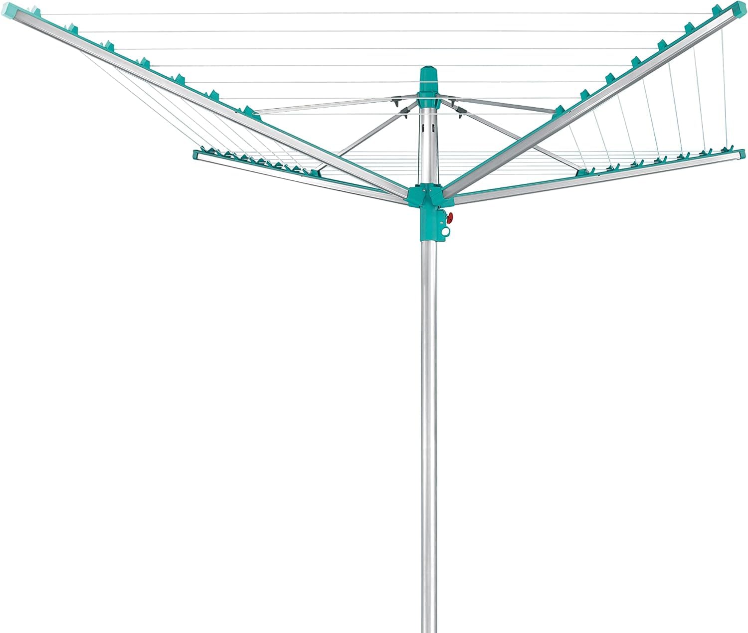 Leifheit Linomatic 400 Easy Dryer 40 m Rotary Washing Line, Retractable Rotary Line, Rust-Free Aluminium Outdoor Clothesline, 3.03 m Turning Diameter, Turquoise