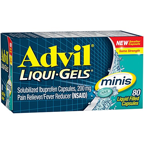 Advil Liqui-Gels Minis (80 Count) Pain Reliever / Fever Reducer Liquid Filled Capsule, 200mg Ibuprofen, Temporary Pain Relief