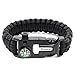 Paracord Bracelet Survival Kit | Black 550 Parachute Cord | 5 in 1 Tactical Set w/ Compass, Fire Starter, Knife, Whistle & Rescue Rope | Outdoor Emergency Gear | Waterproof | 2Pcs + Monkey Keychain