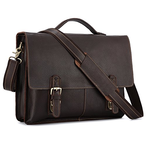Kattee Vintage Leather Briefcase 15.6 Inch Laptop Messenger Bag Tote