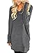 Kool Classic Womens Casual Long Sleeves Solid V-Neck Tunics Tops With Pockets Dark Grey X-Large