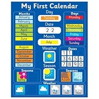 Magnetic My First Learning Calendar - Blue Rigid board 16" x 13" (40 x 32cm) with hanging loop (Designed in the UK & Top seller on Amazon UK)