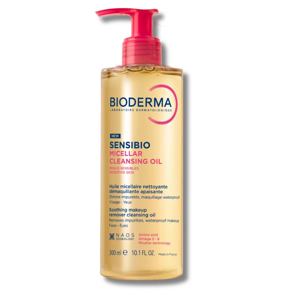 Bioderma Sensibio Micellar Cleansing Oil, 1st Ecobiological Micellar Formula Gentle Face Cleanser That Deeply Cleanses, Removes makeup, Soothes & Nourishes Skin with Oil-to-Milk Texture,Fragrance-Free Image