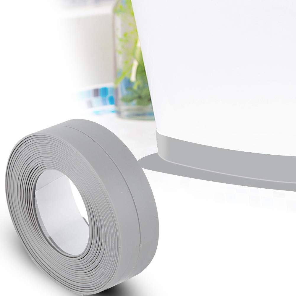 GOTOTOP 3.2M PVC Waterproof Self Adhesive Sealing Strip for Kitchen Sink Bathroom Shower Bath Floor Wall Edge Protect (22 mm x 3.2 m Grey) - Image 3
