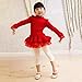 Christmas Sweater Dresses for Girls Ruffle Sweater Long Sleeves Tutu Dress Stitching Knitting Pullover Tops for Kids (Red,120)