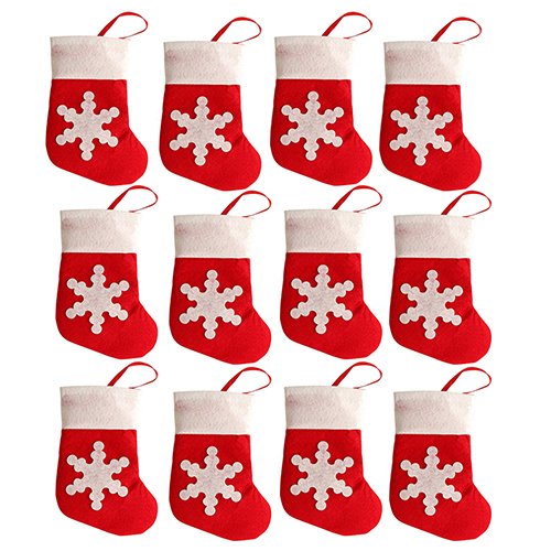 Bluelans® 12pcs Santa Claus Socks Christmas Gifts Treat Bags Candy Bags Pouch Silverware Holder Pockets Cutlery Bags