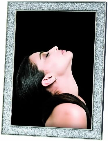 Mascagni M406, Metal Photo Frame with Glitter - Silver Waves Range, 20x25cm / 10x8 Inches