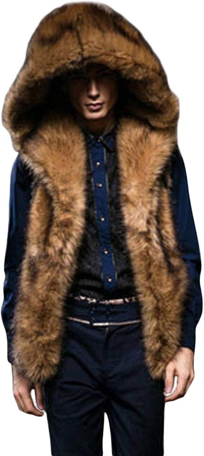 sleeveless fur hoodie