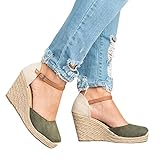Pxmoda Womens Summer Espadrille Wedge Sandals Fashion Strap Buckle Suede Platform Shoes