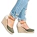 Syktkmx Womens Color Block Ankle Strap Espadrille Platform Wedge Heeled Cap Toe Sandals