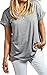 Meaneor Women's Baggy Fit V Neck Top Ladies Turn Up Loose Batwing Oversized Tee Size Gray XXL