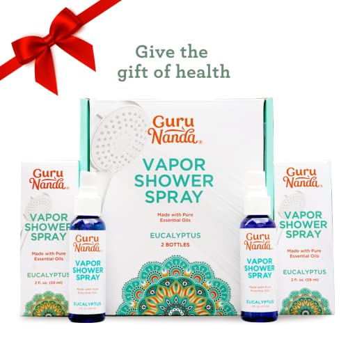 GuruNanda Eucalyptus Shower Spray Aromatherapy (4 Fl.Oz), Daily Shower