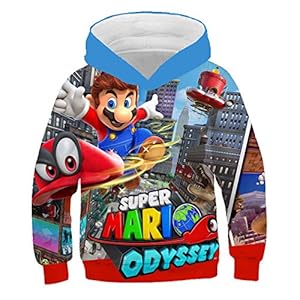 Super Mario trui, 3D capuchonsweater voor kinderen met cartoon anime, Super Mario bedrukt pullover jack, truien voor…