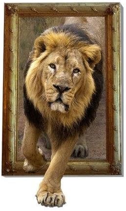 LXPAGTZ Creative 3D stereo wall stickers mural wallpaper the background of hotel bedrooms living room TV sofa bathroom perspective HD stickers wall stickers Green pigment #005 , Lion 2