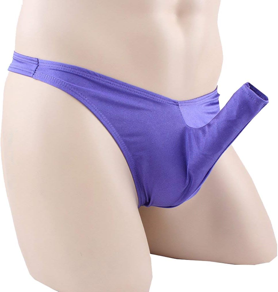 Men's Solid Sexy Open Long Sheath Bulge Pouch Bikini Briefs Lingerie Underwear